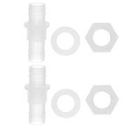 PATIKIL 1/2" Hose ID Barb Thru-Bulk Bulkhead Fittings, 2 Pack Union Plastic Adapter Fittings with M16 Nuts Silicone Washers for Aquarium Water Fuel Air