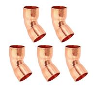 PATIKIL 1/2" ID 0.8mm Thick Elbow Copper Fitting, 5pcs 99.9% Pure Copper 45 Degree Pipe Fitting Short Radius Tube Connector with Sweat Solder Connection for HVAC Refrigeration System