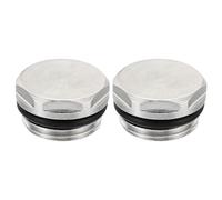 PATIKIL 1/2 Inch BSP Male Thread Blank Cap Manual Radiator Air Vent Plug, 2 Pack Nickel Plated Brass Plugs for Radiator Heater, Silver