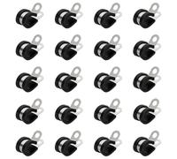 PATIKIL 1/2 Inch Cable Clamps, 20 Pcs 304 Stainless Steel Conduit Clamp Cable Rigid Pipe Strap Metal Rubber Clips for Pipes Wire Line Hose Bracket Tube Holder, Black (12.7mm)