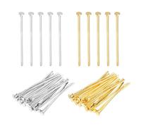 PATIKIL 1.2 Inch Flat Head Pins, Jewelry Making Headpins Straight Pins Findings Bendable for DIY Craft Bracelet Necklace Earring Pendant Making Supplies-400Pcs(Silver Gold)