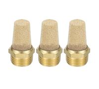 PATIKIL 1/2 Inch NPT Sintered Bronze Exhaust Muffler, 3Pcs Brass Pneumatic Muffler