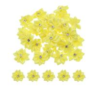 PATIKIL 1.2 Inch Small Ribbon Flowers, 100 Pcs Satin Ribbon Flowers Mini Fabric Flowers for Crafts DIY Wedding Ornament Appliques, Yellow