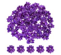 PATIKIL 1.2 Inch Small Ribbon Flowers, 100 Pcs Satin Ribbon Flowers Mini Fabric Flowers for Crafts DIY Wedding Ornament Appliques, Dark Purple