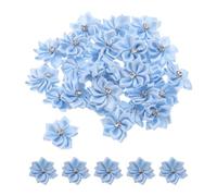 PATIKIL 1.2 Inch Small Ribbon Flowers, 150 Pcs Satin Mini Fabric for Crafts DIY Wedding Ornament Appliques, Light Blue