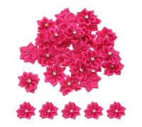 PATIKIL 1.2 Inch Small Ribbon Flowers, 150 Pcs Satin Ribbon Flowers Mini Fabric Flowers for Crafts DIY Wedding Ornament Appliques, Rose Red