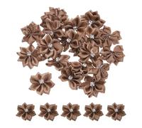 PATIKIL 1.2 Inch Small Ribbon Flowers, 50 Pcs Satin Ribbon Flowers Mini Fabric Flowers for Crafts DIY Wedding Ornament Appliques, Coffee