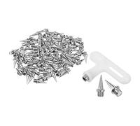 PATIKIL 1/2 Inch Steel Track Spikes, 100 Pack Sports Shoes Spikes Replacement Accessories with Spike Wrench for Long Jumping Running, Silver Tone