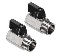 PATIKIL 1/2 NPT Brass Mini Ball Valve, 2 Pack NPT Female to Male Shut-Off Valve for Pipe Coupler Connector, Black