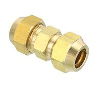 PATIKIL 1/2" OD Brass Flare Union Connector, 1 Set Air Conditioning Copper Double Pipe Extension Joint Connectors Pipe Hose Fitting with Nut, 1.77 x 0.75inch