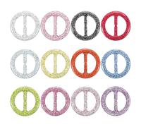 PATIKIL 1.2" Scarf Ring Clip, 12 Pcs Resin Round T-Shirt Clip Bling Fashion Ring Scarves Clasp Buckle Tie Circle Clip for Women Silk Clothing Decoration, 12 Colors