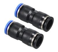 PATIKIL 1/2" to 12mm Reducing Push to Connect Air Line Fitting, 2 Pack Straight Union Reducer Pneumatic Quick Connect Fittings, Black & Blue