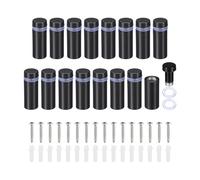 PATIKIL 1/2 x 1.2 Inch Sign Standoff Screws, 16 Set Stainless Steel Wall Standoff Mounting Hardware Advertising Glass Nail for Hanging Acrylic Picture Frame Acrylic Panel, Black