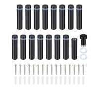 PATIKIL 1/2 x 2 Inch Sign Standoff Screws, 16 Set Stainless Steel Wall Standoff Mounting Hardware Advertising Glass Nail for Hanging Acrylic Picture Frame Acrylic Panel, Black
