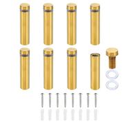 PATIKIL 1/2 x 2 Inch Sign Standoff Screws, 8 Set Stainless Steel Wall Standoff Mounting Hardware Advertising Glass Nail for Hanging Acrylic Picture Frame Acrylic Panel, Gold
