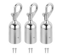 PATIKIL 1.2"x3.7" Stanchion Rope End Stopper, 3 Pack Cord End Caps Barrier Rope End Cap Snap Hooks for Crowd Control Queue Divider, Silver