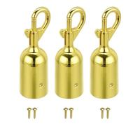 PATIKIL 1.2"x3.7" Stanchion Rope End Stopper, 3 Pack Cord End Caps Barrier Rope End Cap Snap Hooks for Crowd Control Queue Divider, Golden
