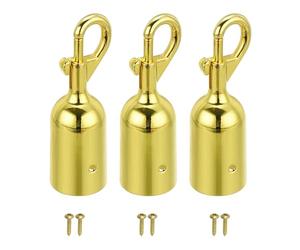 PATIKIL 1.2"x3.7" Stanchion Rope End Stopper, 3 Pack Cord End Caps Barrier Rope End Cap Snap Hooks for Crowd Control Queue Divider, Golden