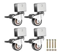 PATIKIL 1.25 Inch Caster Wheels, 4 Pcs Swivel Casters with Break 0.7" U Bracket Opening 55 Lb Capacity Per Caster for Furniture Office Chairs Carts and Cabinets, Brown