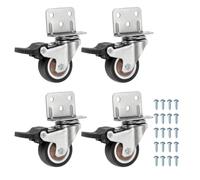 PATIKIL 1.25 Inch Caster Wheels, 4 Pcs Swivel Casters with Break L-Bracket 33 Lb Capacity Per Caster for Furniture Office Chairs Carts and Cabinets, Brown