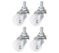 PATIKIL 1.25 Inch Stem Casters, 4 Pack Wire Shelf Caster Threaded Swivel Stem Wheels Wire Shelving for Rolling Cart Wheels Furniture Replacement, White