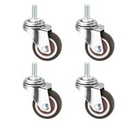 PATIKIL 1.25 Inch Stem Casters, 4 Pack Wire Shelf Caster Wheels Threaded Swivel Stem Wheels Wire Shelving for Rolling Cart Cart Wheels Furniture Replacement, Brown