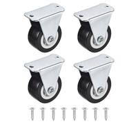 PATIKIL 1.25" Rigid Caster Wheels, 4 Pack Silent Fixed Plate Casters with M4 Screw Load Capacity 88Lbs for Furniture Workbench Cart Trolley One Direction Rolling, Black (NO Brake)