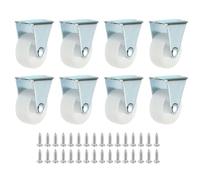 PATIKIL 1.25" Rigid Caster Wheels, 8 Pack Silent Fixed Non-Swivel Plate Caster with Screws Load Capacity 132 Lbs for Furniture Workbench Cart Trolley, White