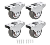 PATIKIL 1.25" Rigid Fixed Caster Wheels, 4 Pack Silent Plate Casters with M4 Screws Total Load Capacity 79 Lbs for Furniture Workbench Cart Trolley One Direction Rolling, Brown