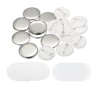 PATIKIL 1.25inch Button Making Kit, 200pcs Round Badge Set, Silver & White, DIY Pin Maker with Metal Cover, Plastic Base, Film & Blank Paper