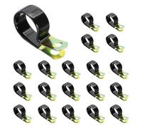 PATIKIL 1-3/16 Inch Vinyl Coated Cable Clamps, 20 Pack Galvanized Steel Metal Cable Clips Rubber Cushion Insulated Pipe Clamps for Tube Lines Cord Wire Management, Black