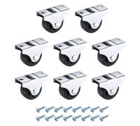 PATIKIL 1.3 Inch Fixed Caster Wheels, Nylon No Bearing Small Non-Swivel Casters Wheels with Metal Top Plate for Furniture Drawers Storage Bins DIY Project - 8pcs (Black)