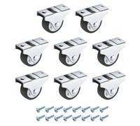 PATIKIL 1.3 Inch Fixed Caster Wheels, TPR No Bearing Small Non-Swivel Casters Wheels with Metal Top Plate for Furniture Drawers Storage Bins DIY Project - 8pcs (Brown)