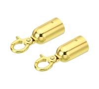 PATIKIL 1.3" Stanchion Rope End Stopper, 2 Pack Cord End Caps Barrier Rope End Cap Snap Hooks for Crowd Control Queue Divider, Golden