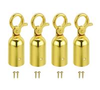 PATIKIL 1.3"x3.9" Stanchion Rope End Stopper, 4 Pack Cord End Caps Barrier Rope End Cap Snap Hooks for Crowd Control Queue Divider, Golden