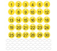 PATIKIL 1-30 Number Tags, 30Pcs Round ID Number Key Tags Plastic Numbered Keychain with Key Rings for Luggage Lockers Organizer Field Sales Hangers Clothes Labels, Black-Yellow