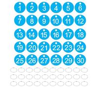 PATIKIL 1-30 Number Tags, 30Pcs Round ID Number Key Tags Plastic Numbered Keychain with Key Rings for Luggage Lockers Organizer Field Sales Hangers Clothes Labels, White-Sky Blue