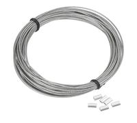 PATIKIL 1/32" Wire Rope, 33 ft 304 Stainless Steel Wire Cable Black Vinyl Coated with 20pcs M1 Crimping Sleeves, Clear