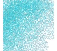 PATIKIL 1-3mm Mini Glass Bubble Beads 200g Tiny Iridescent Beads No Hole Water Droplet Balls for DIY Crafting Nail Art Resin Filler, Sky Blue