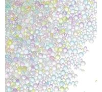 PATIKIL 1-3mm Mini Glass Bubble Beads 200g Tiny Iridescent Beads No Hole Water Droplet Balls for DIY Crafting Nail Art Resin Filler, Light Colors