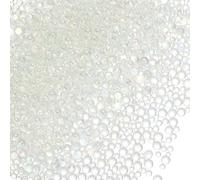 PATIKIL 1-3mm Mini Glass Bubble Beads 200g Tiny Iridescent Beads No Hole Water Droplet Balls for DIY Crafting Nail Art Resin Filler, White