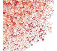 PATIKIL 1-3mm Mini Glass Bubble Beads 200g Tiny Iridescent Beads No Hole Water Droplet Balls for DIY Crafting Nail Art Resin Filler, Orange Series