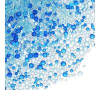PATIKIL 1-3mm Mini Glass Bubble Beads 200g Tiny Iridescent Beads No Hole Water Droplet Balls for DIY Crafting Nail Art Resin Filler, Blue Series