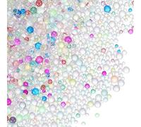 PATIKIL 1-3mm Mini Glass Bubble Beads 200g Tiny Iridescent Beads No Hole Water Droplet Balls for DIY Crafting Nail Art Resin Filler, Colorful