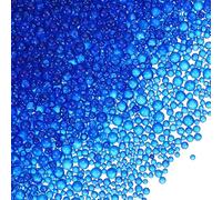 PATIKIL 1-3mm Mini Glass Bubble Beads 200g Tiny Iridescent Beads No Hole Water Droplet Balls for DIY Crafting Nail Art Resin Filler, Blue