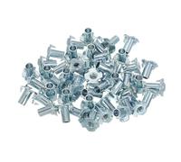 PATIKIL 1/4-20 T-Nuts, 50 Pcs Zinc Plated Steel 4-Pronged Tee Blind Nut 16 mm Length Four-jaw t Nuts Threaded Inserts Hardware for Wood Furniture Cabinetry Rock Climbing Holds