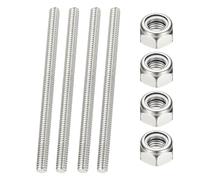 PATIKIL 1/4"-20 UNC Fully Threaded Rod, 100mm Length 304 Stainless Steel Right Hand Long Thread Bar Studs with Nuts for Pipes Clamps Hangers U-Bolts 4Pcs
