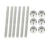 PATIKIL 1/4"-20 UNC Fully Threaded Rod, 3.54" Length 304 Stainless Steel Right Hand Long Thread Bar Studs with Nuts for Pipes Clamps Hangers U-Bolts 6Pcs