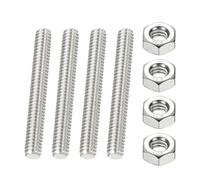 PATIKIL 1/4"-20 UNC Fully Threaded Rod, 50mm Length 304 Stainless Steel Right Hand Long Thread Bar Studs with Nuts for Pipes Clamps Hangers U-Bolts 4Pcs