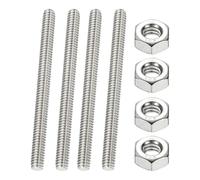 PATIKIL 1/4"-20 UNC Fully Threaded Rod, 80mm Length 304 Stainless Steel Right Hand Long Thread Bar Studs with Nuts for Pipes Clamps Hangers U-Bolts 4Pcs